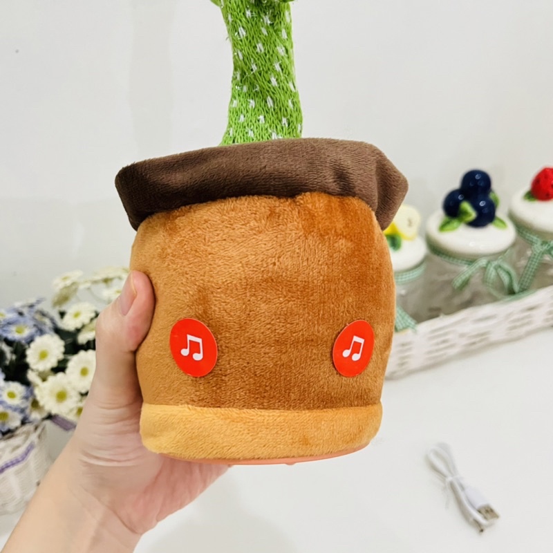 USB CHARGE (DI CAS) Dancing Cactus Kaktus Joget bisa nyanyi bisa meniru suara