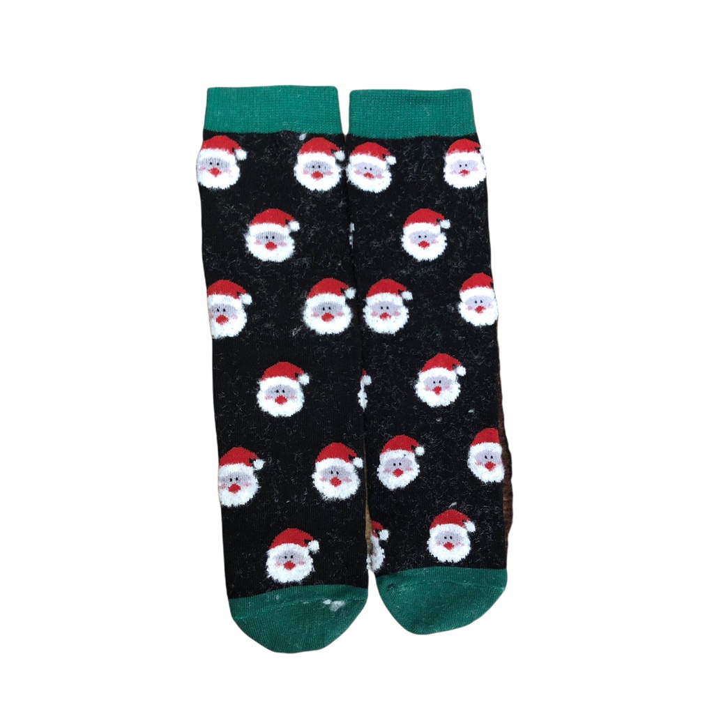 Kaos Kaki Motif Lucu-Lucu / Buah / Snack / Christmas / Snoopy / Leopard BEBAS PILIH (EXPT)-E35 Sa-Claus Green