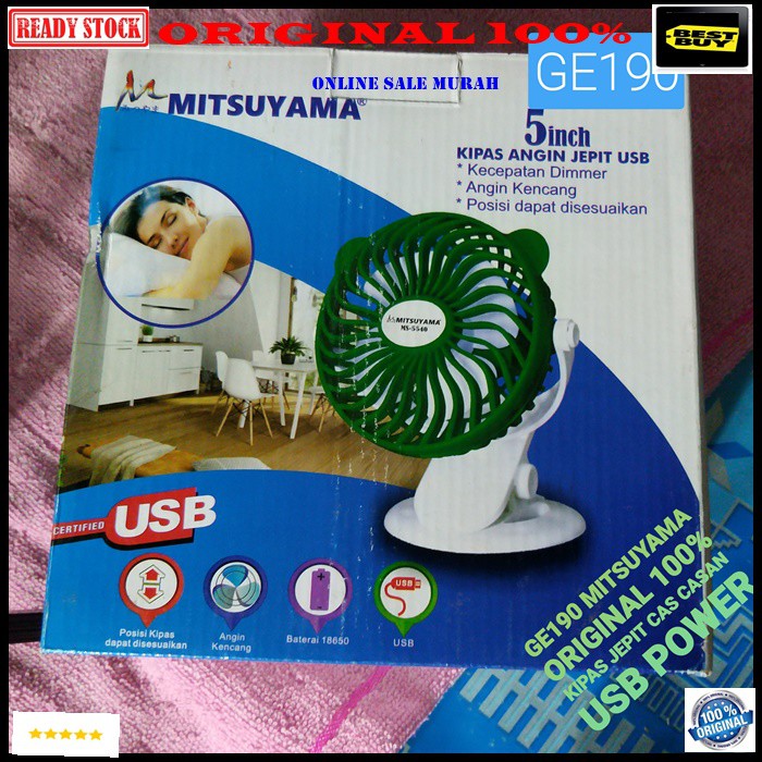 G190 Mitsuyama original 100% kipas angin jepit portable fan mini usb cas casan 2in1 baterai charge pendingin duduk table meja  BISA SAMBIL COLOK NYALA NYA  BISA JG PAKAI BATERAI CAS  BATERAI BISA DILEPAS MENGGUNAKAN BATERAI JENIS POWERBANK 1PCS  2-3