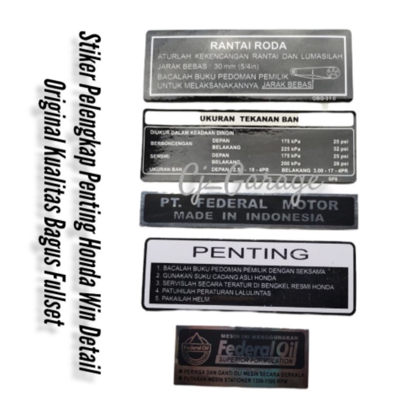Stiker Pelengkap Win Stiker Detail Win 100 Striping Stiker Penting Honda win100 Detail Original Leng