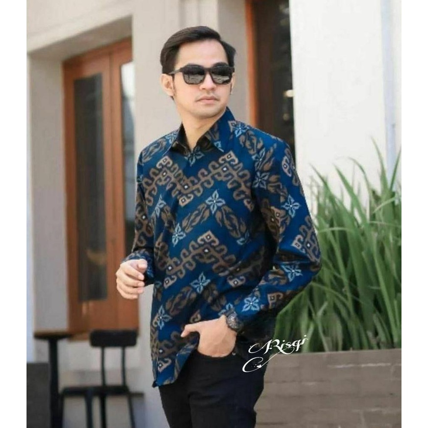 Kemeja Batik Pria Modern Lengan Panjang Casual Modis Slim Fit Trendy Masa Kini OL 162