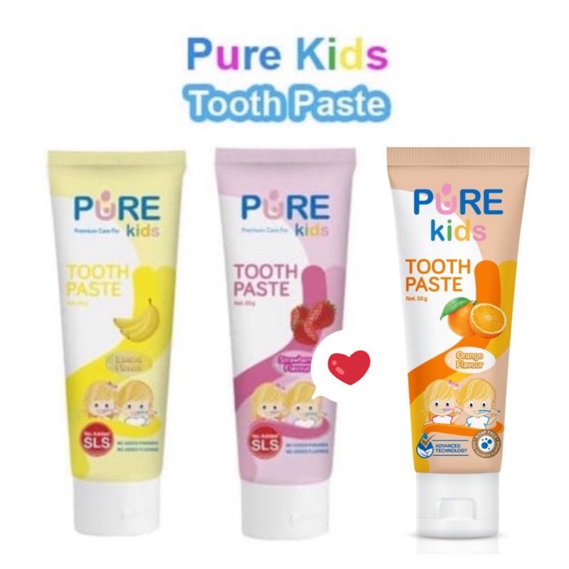 [PURE ODOL] Pure Kids Pasta Gigi Tooth Paste - Toothpaste Odol Strawberry / Banana 50gr