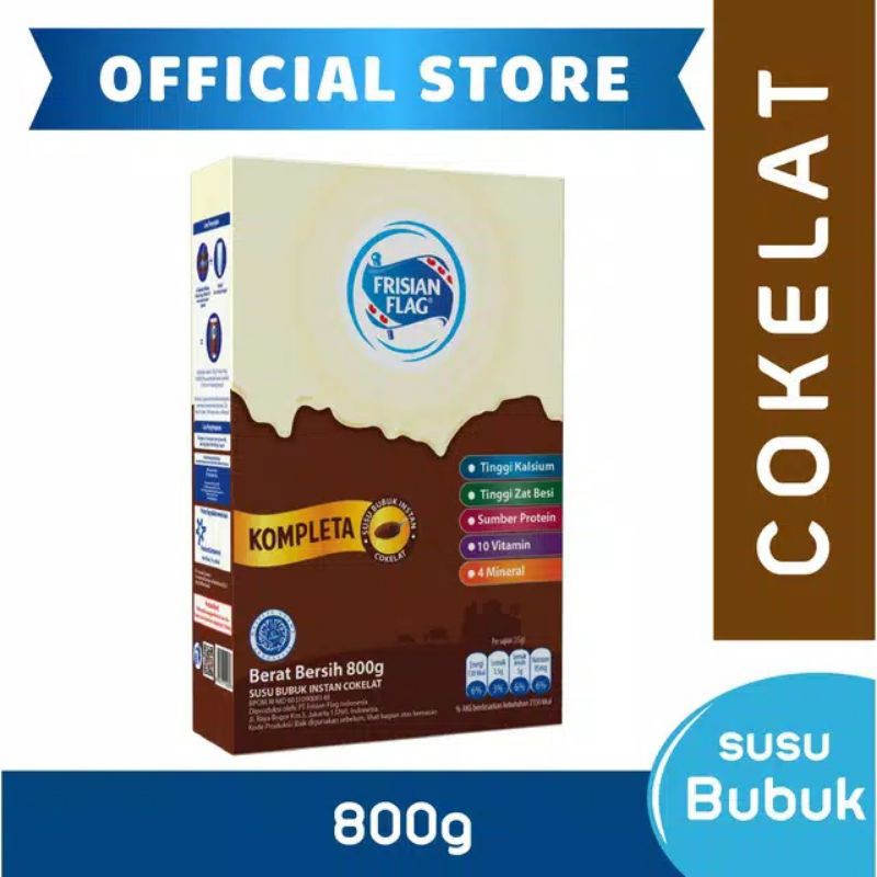 

FRISIAN FLAG KOMPLETA COKELAT 800gr/Susu Bubuk Instan Frisian Flag Kompleta Coklat