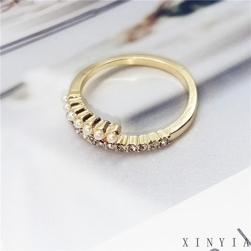 Xia.id Cincin Model Terbuka Desain Simple Hias Mutiara Untuk Wanita