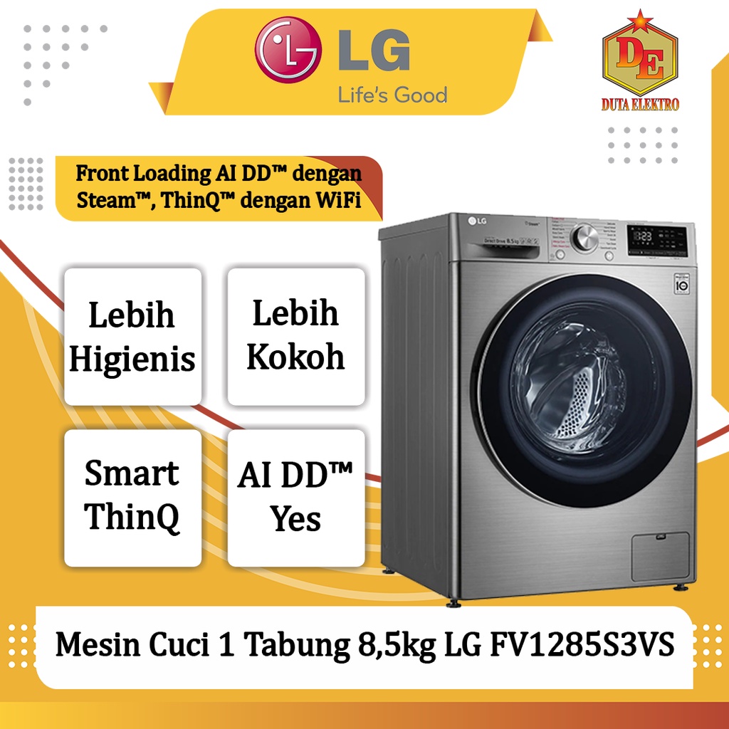 Mesin Cuci 1 Tabung 8,5kg LG FV 1285 S3VS