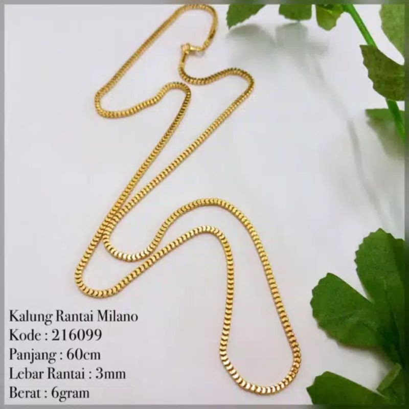 Kalung Milano Gold Lapis Emas Panjang 60cm Perhiasan Emas Asli