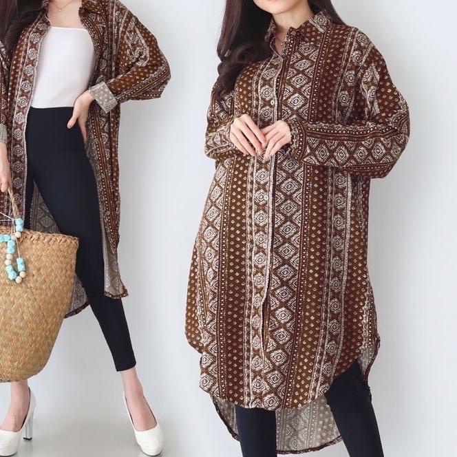♙ Baju Kemeja BATIK BIG SIZE JUMBO 2014 Wanita XXL XXXL Lengan Panjang Kerja Kantor ibu hamil menyus