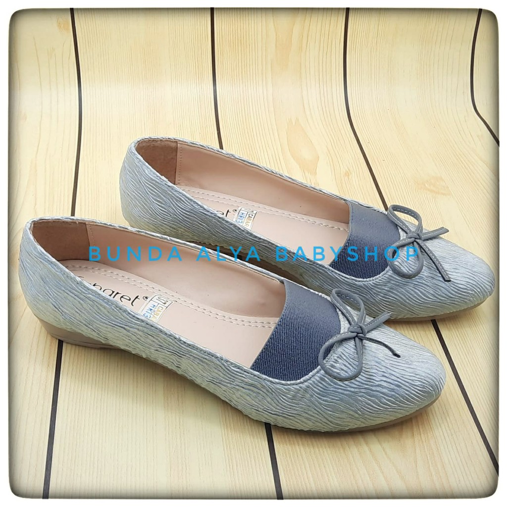 Sepatu Wanita CABARET Flatshoes Premium ABU Size 37 - 40 - Sepatu Flat Wanita Casual Good Quality