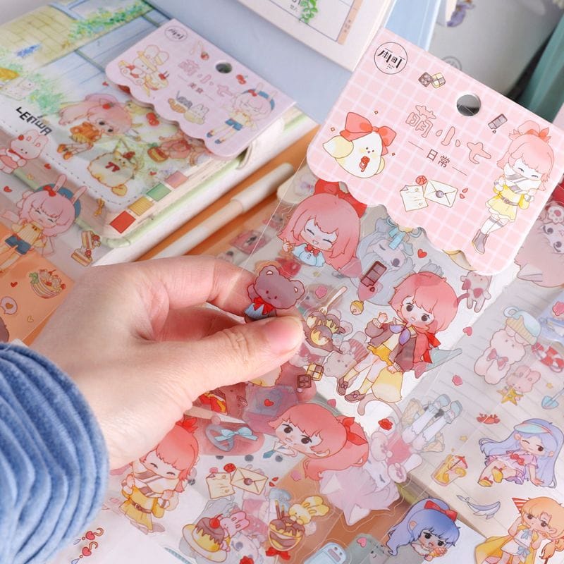 Stiker Aesthetic Karakter Cute Lucu Panjang Bahan PET Waterproof