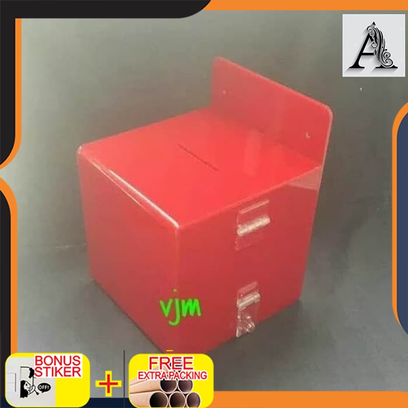 

Grosir kotak amal acrylic warna 15x15cm korak infaq gantung