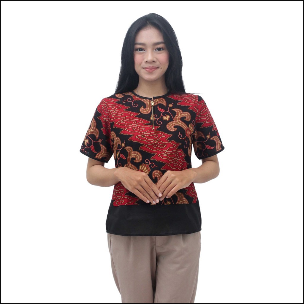 Batik Wanita Atasan Blouse Modern N trendy S-M-L-XL-XXL-3L-4L-5L-Pendek