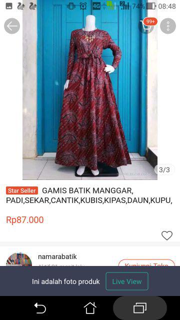 Gamis Batik Manggar, Padi,sekar,cantik,kubis,kipas,daun,kupu,nadine,gendis
