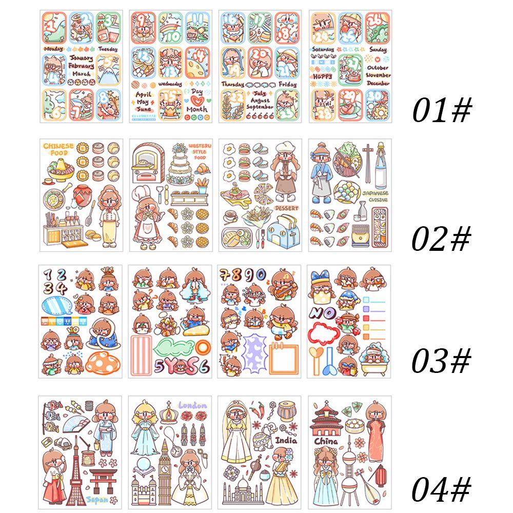 Agustina Kawaii Stiker Kawaii 4lembar Alat Tulis Sekolah Jurnal Aksesoris Scrapbooking Self Adhesive Kawaii Stationery Sticker