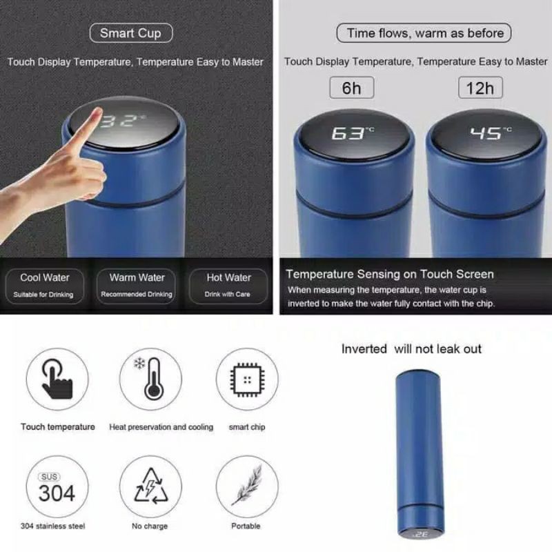 Termos Temperatur LED  Stainless Vacuumflask / Botol Minum LED Stainless / Termos Panas dan dingin