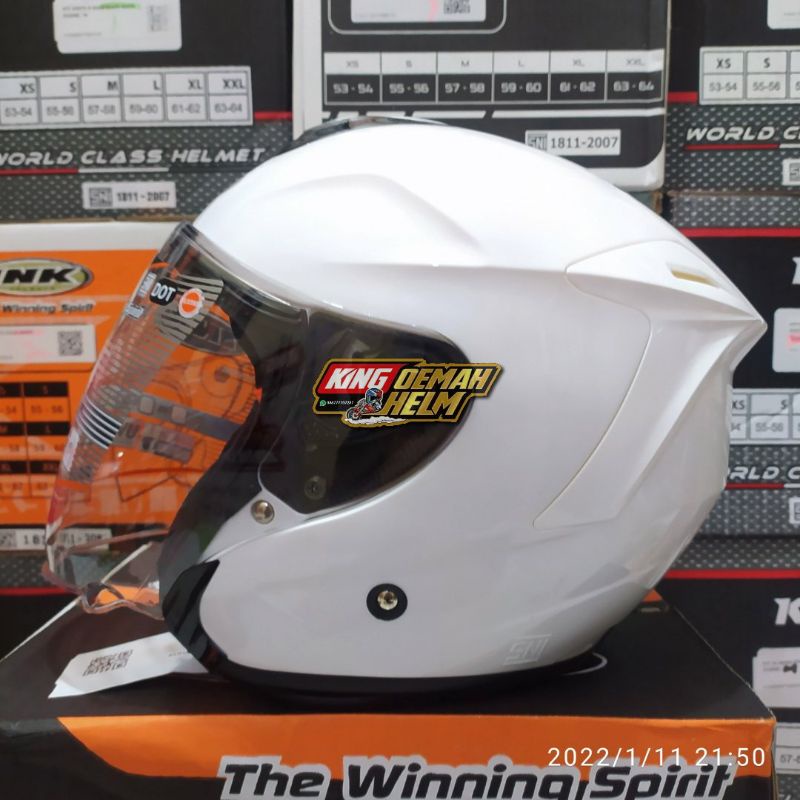 HELM INK DYNAMIC WHITE HELM HALF FACE INK DYNAMIC PUTIH HELM TOURINNG INK DYNAMIC REPLIKA SHOEI ORI
