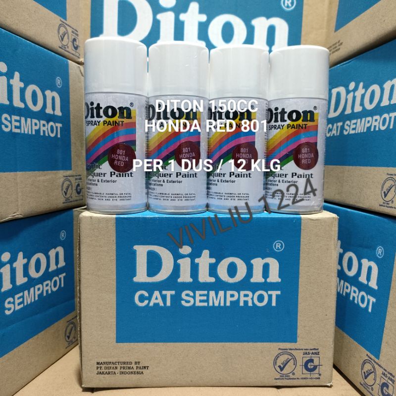 Pilok Cat Diton Honda Red 801 Per 1 Dus / 12 Klg Merah Honda Metalik 150cc Harga Per 1 Dus (12) Cat Semprot Diton 150cc Pilok Diton Pilox Diton Cat Diton 150cc