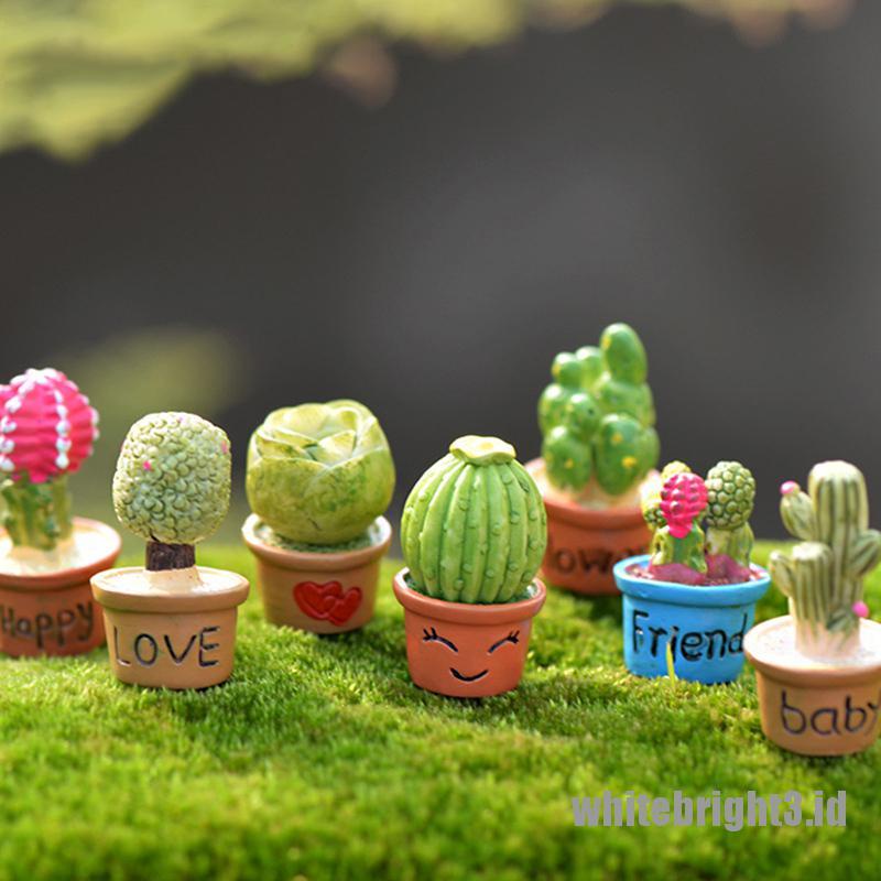 (white3) Miniatur Kaktus Untuk Dekorasi Taman Minifairy Garden DIY