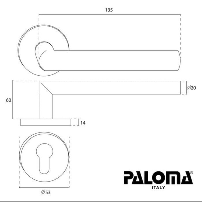 Paloma Kunci Set HandLE Pintu Handle Set Pintu Lockset Roses LRP 401