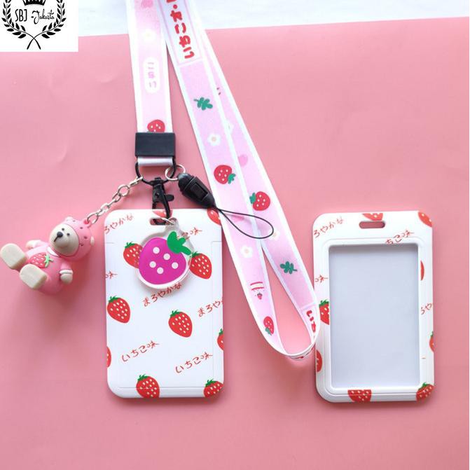 

Tempat kartu ID card Tag holder Dengan tali strap Card Holder Meiji - Strawberry