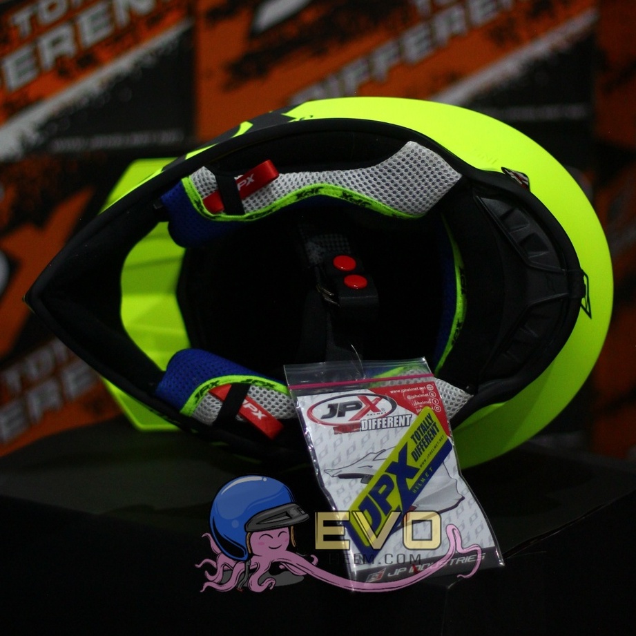 HELM JPX CROSS_SOLID - FLUO YELLOW DOFF / BLACK + GOOGLE SNAIL (ONGKIR 2 KG) HELM JPX TERBARU