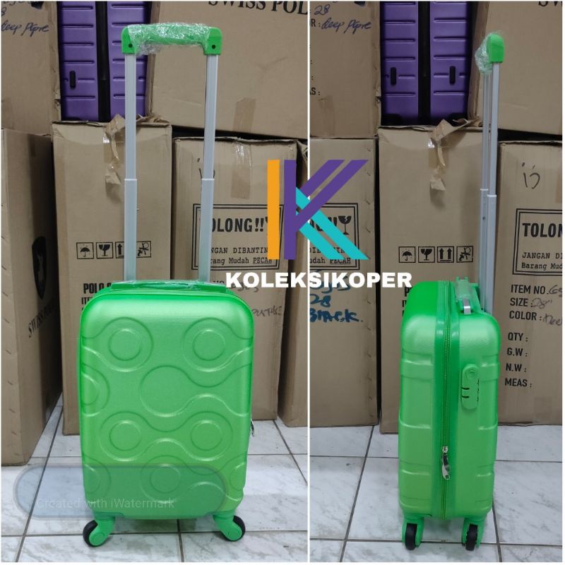 Koper Import Alibaba Polycarbonate Hijau ukuran Kabin 17 inch roda 4