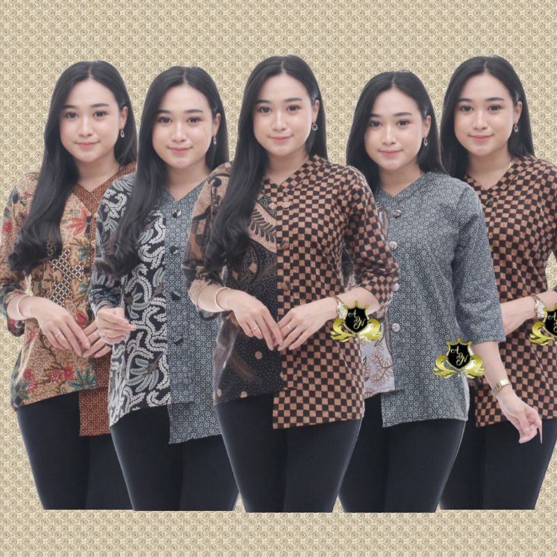 Batik Wanita Modern Atasan Batik Lengan Panjang Resleting Motif Manggar NAHLABATIK