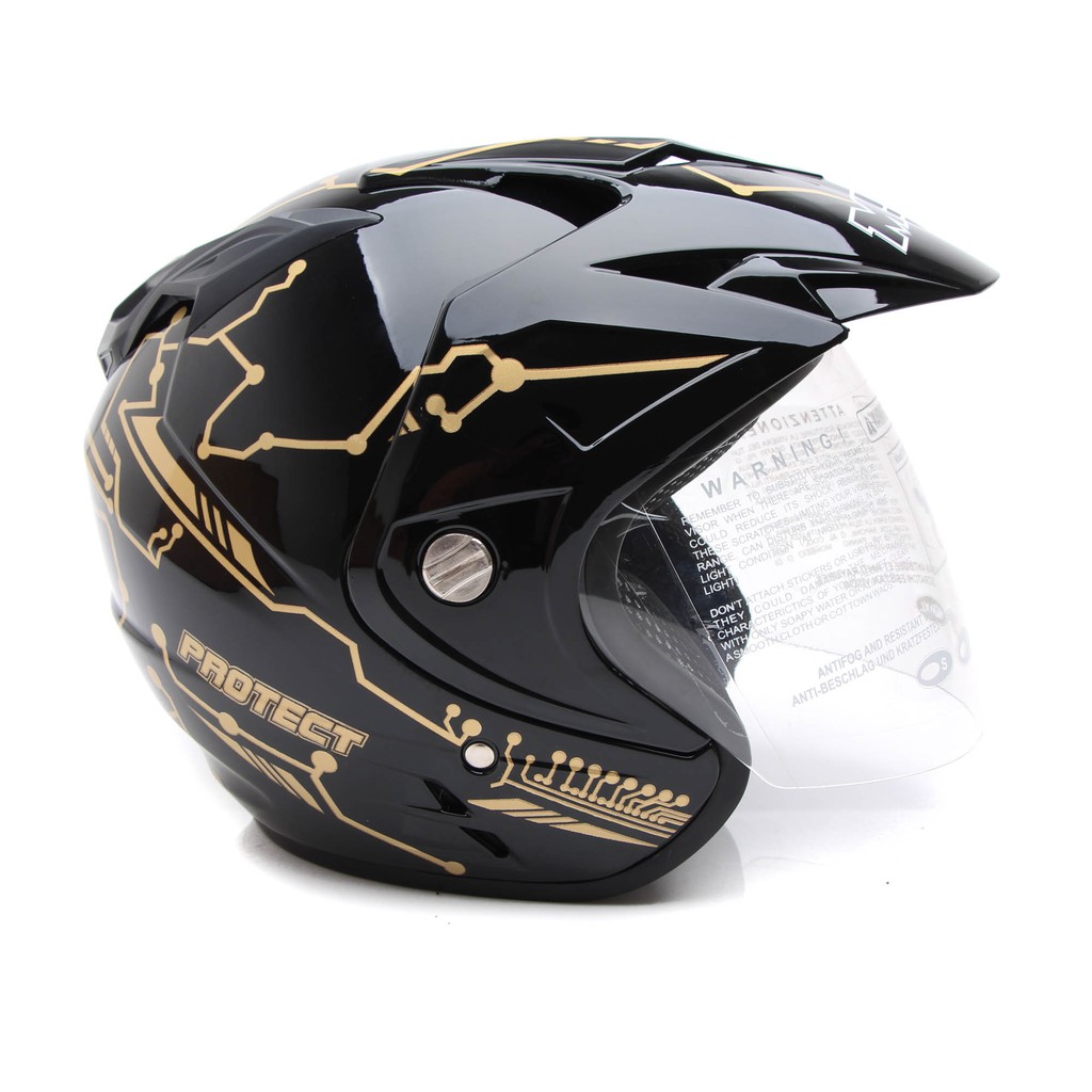 [Helm Dewasa] MSR Helmet Impressive - Protect - Hitam Gold + Promo Gratis Sarung Tangan