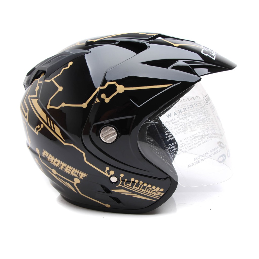 [Helm Dewasa] MSR Helmet Impressive - Protect - Hitam Gold + Promo Gratis Jaring Helm