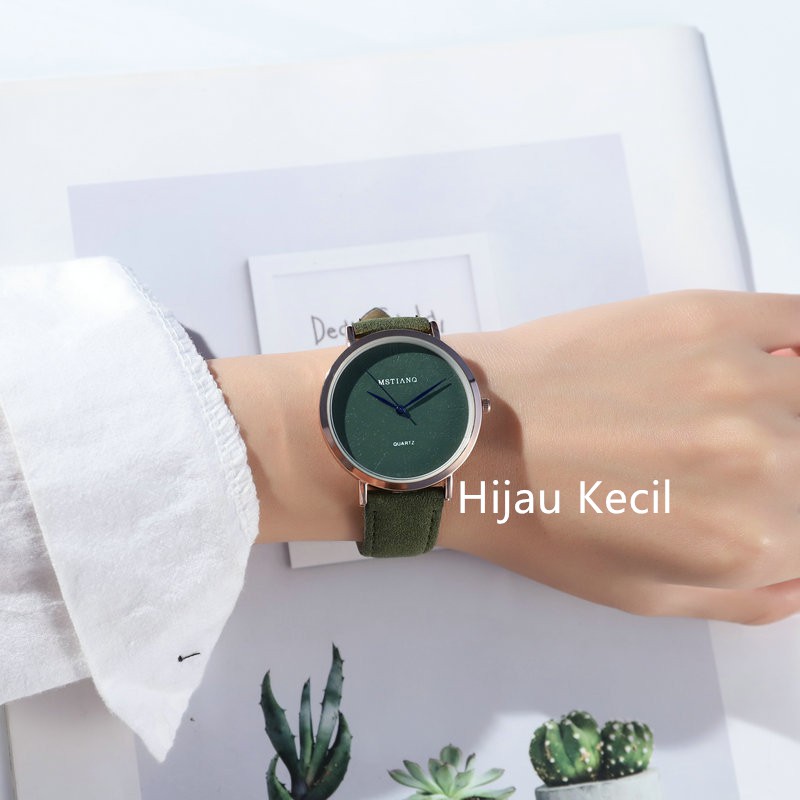 ✨HOT SALE✨ WATCHYOU Jam Tangan A0010 Wanita Casual Gaya Retro Korea untuk Pasangan-Hijau Kecil