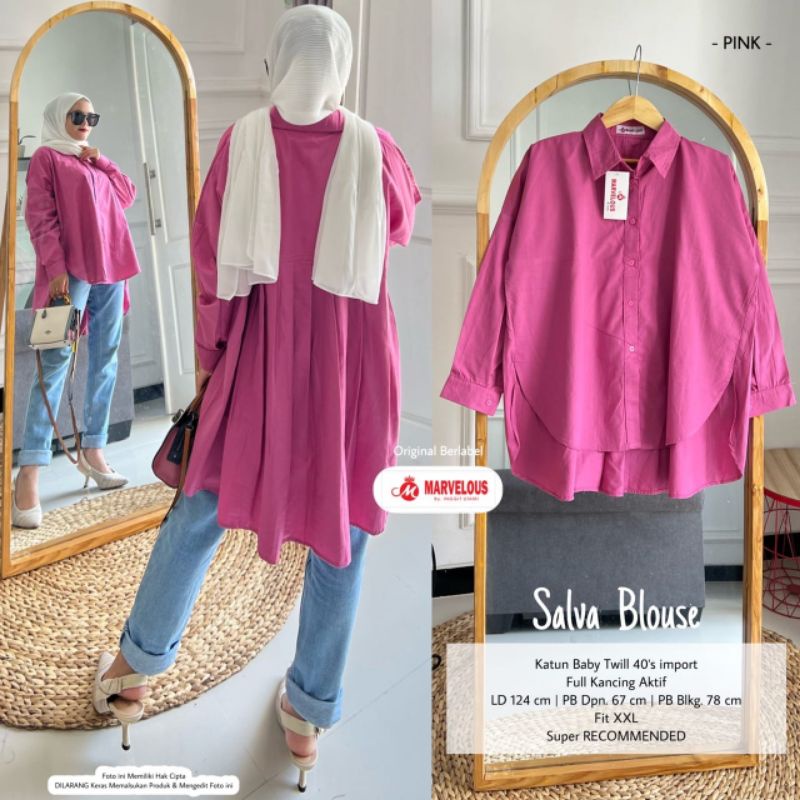 SALVA BLOUSE BY MARVELOUS (BLOUSE WANITA POLOS) Blouse katun muslimah Rekomended