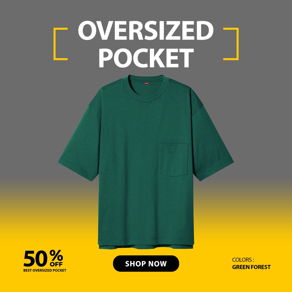 KAOS POLOS OVERSIZE POCKET SAKU PRIA TANGAN PENDEK WARNA HIJAU BOTOL GREEN FOREST UKURAN S-XL BAHAN COTTON COMBED 24S ORGINAL