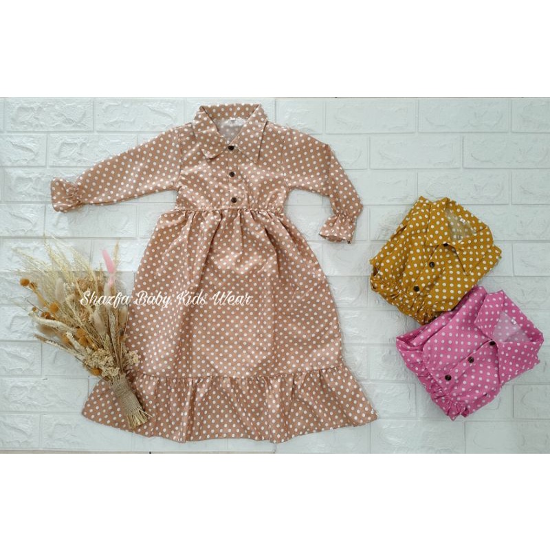 Gamis Polkadot bayi 12 bulan - 6 tahun / Gamis anak perempuan  murah