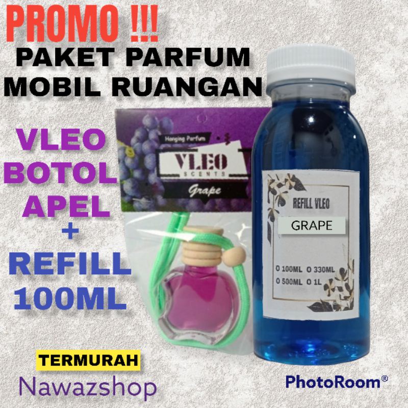 PARFUM MOBIL VLEO SCENTS PAKET HEMAT(VLEO  BOTOL APEL +REFILL 100ml)