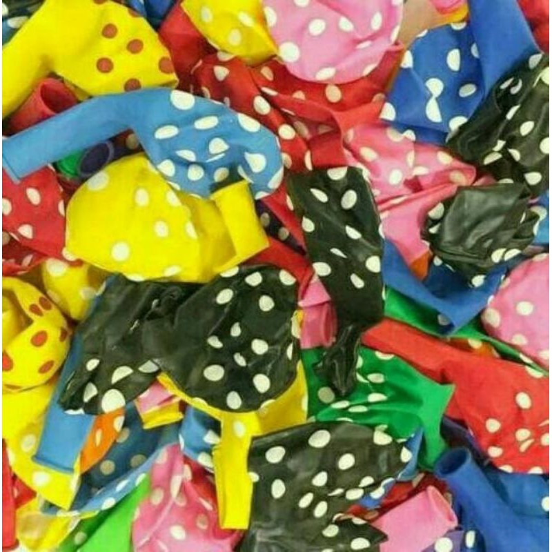 BALON POLKADOT WARNA WARNI karet tiup latex party pesta warna warni bintik