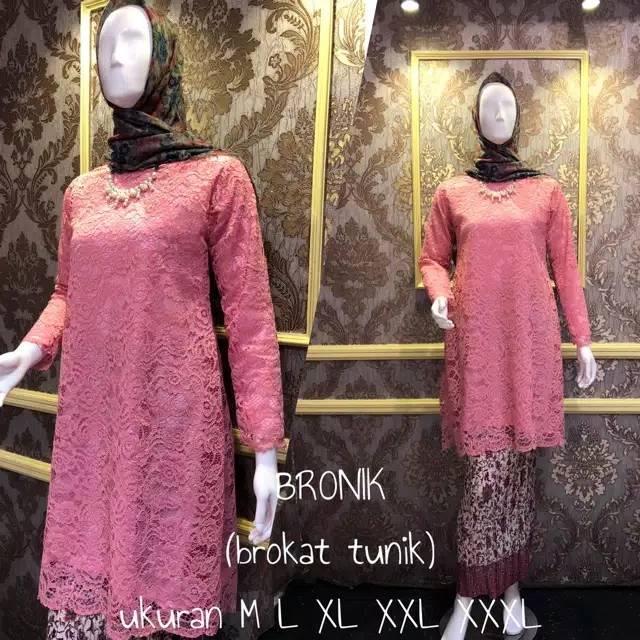 COD!!! Setelan kebaya bronik / kebaya brukat tunik / kebaya syar'i / maroon / navy / abu / gold