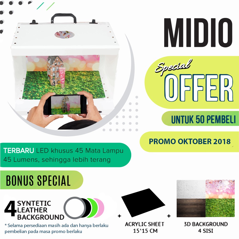 Mini Photo Studio Light Box Midio + Plus Background 3D 