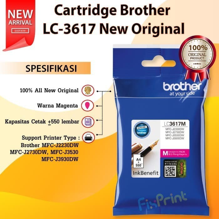 Cartridge Brother J2730  Ink Printer MFC  LC3617 J2230 J2730 J3530 J3920 Original - Magenta