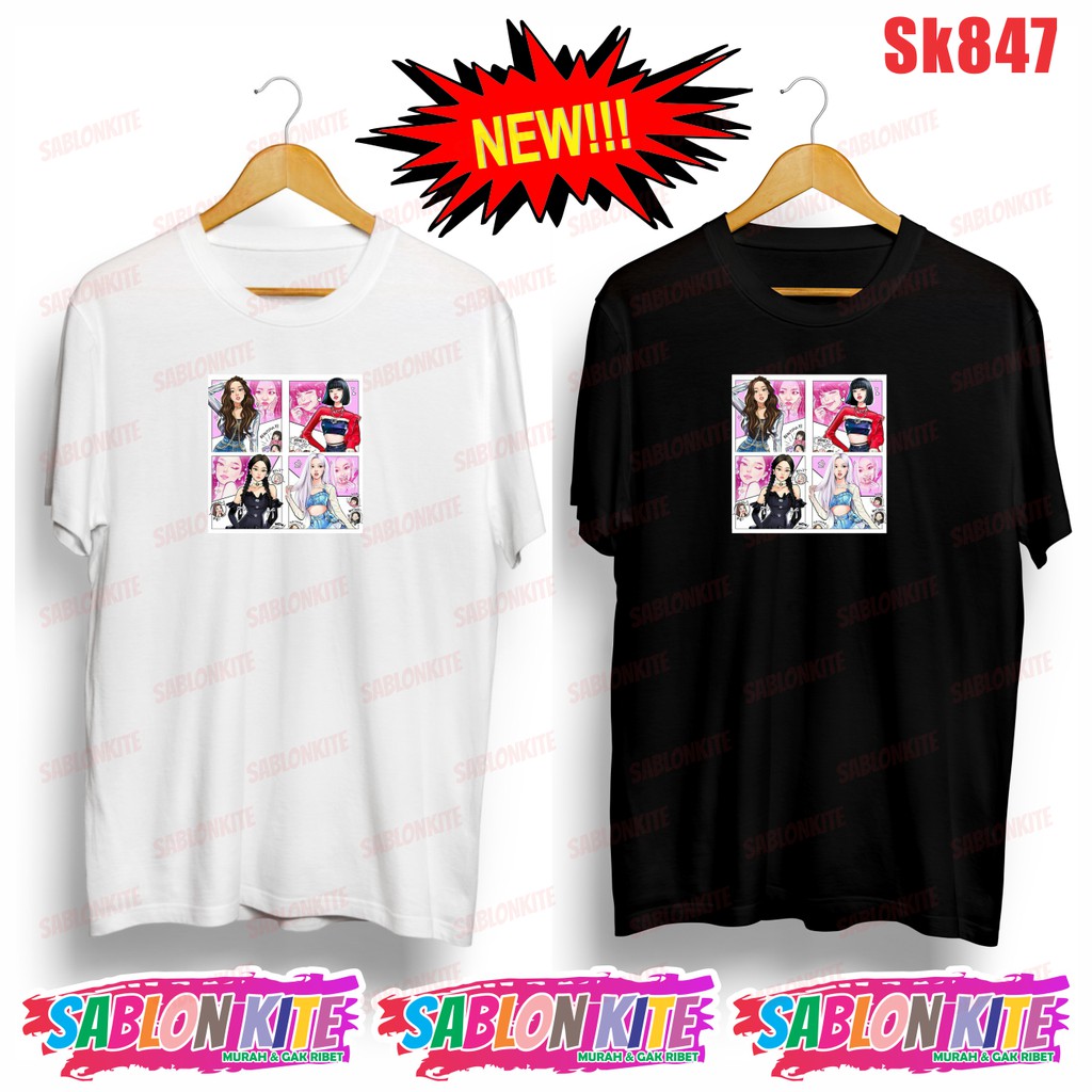 MURAH!!! KAOS BLACKPINK KARTUN CARTOON SK847 UNISEX COMBED 30S