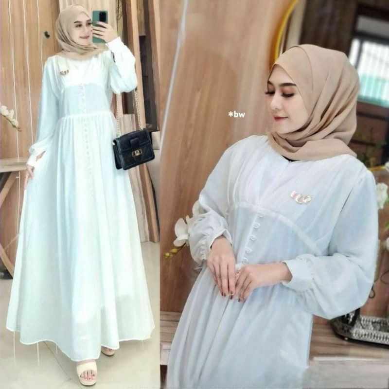 Gamis CerutyBabydoll Terbaru 2021/Gamis Malaysia Kombinasi Mutiara/Arisa Maxy Dress Muslim/Gamis put