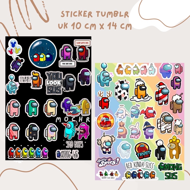 AMONG US STICKER/ STICKER SHEET / STIKER JURNAL / STIKER CASE HP / STIKER LAPTOP