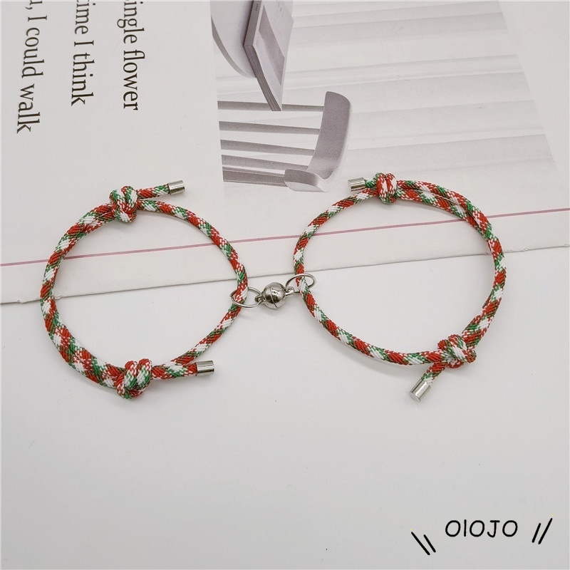 Natal Pasangan Kreatif Gelang Anyaman Dapat Disesuaikan Untuk Menarik Satu Sama Lain Sederhana Pacar Tangan Tali Cinta Hadiah Ulang Tahun Perhiasan - ol
