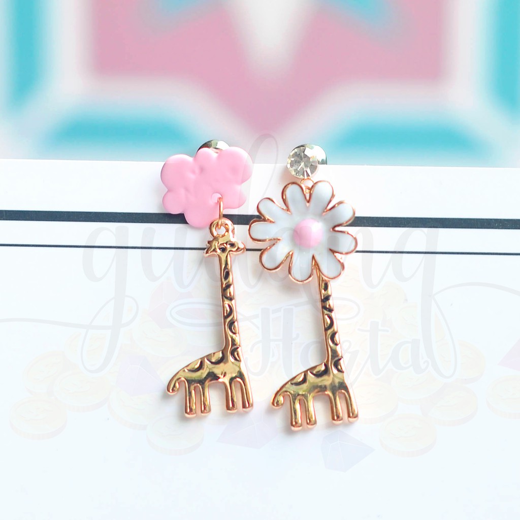 Anting Stud Jerapah Girrafe Flower Bunga Lucu Unik GH 203607