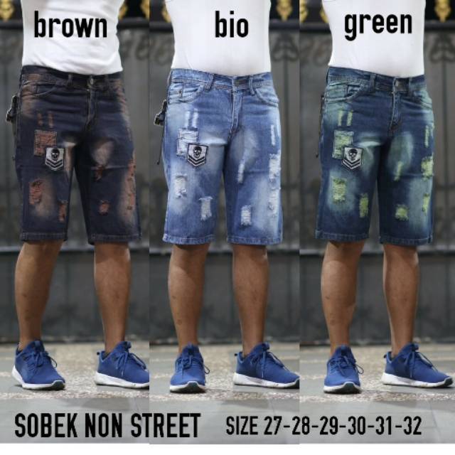 Celana Jeans pendek sobek pria ripped jeans
