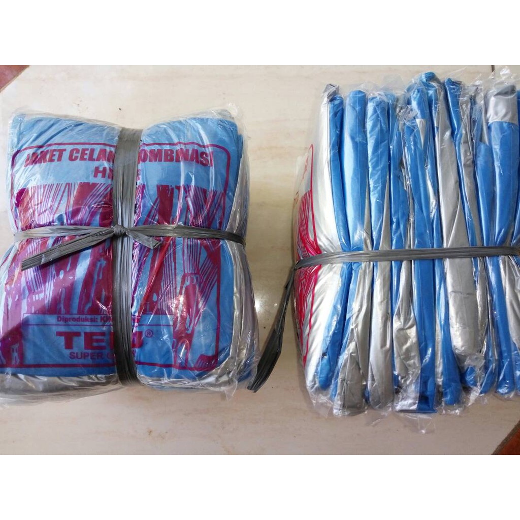 [PAKET 12 PCS] Jas Hujan Setelan Plastik TEBU (Jaket + Celana) Kombinasi