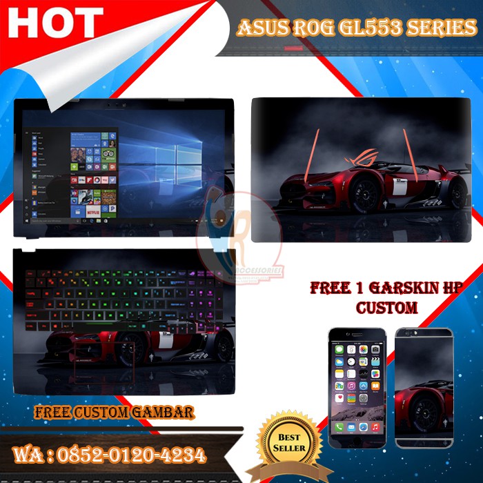 Original Garskin Laptop Full Body Asus ROG GL553 Series Motif NFS - Free Custom Gambar