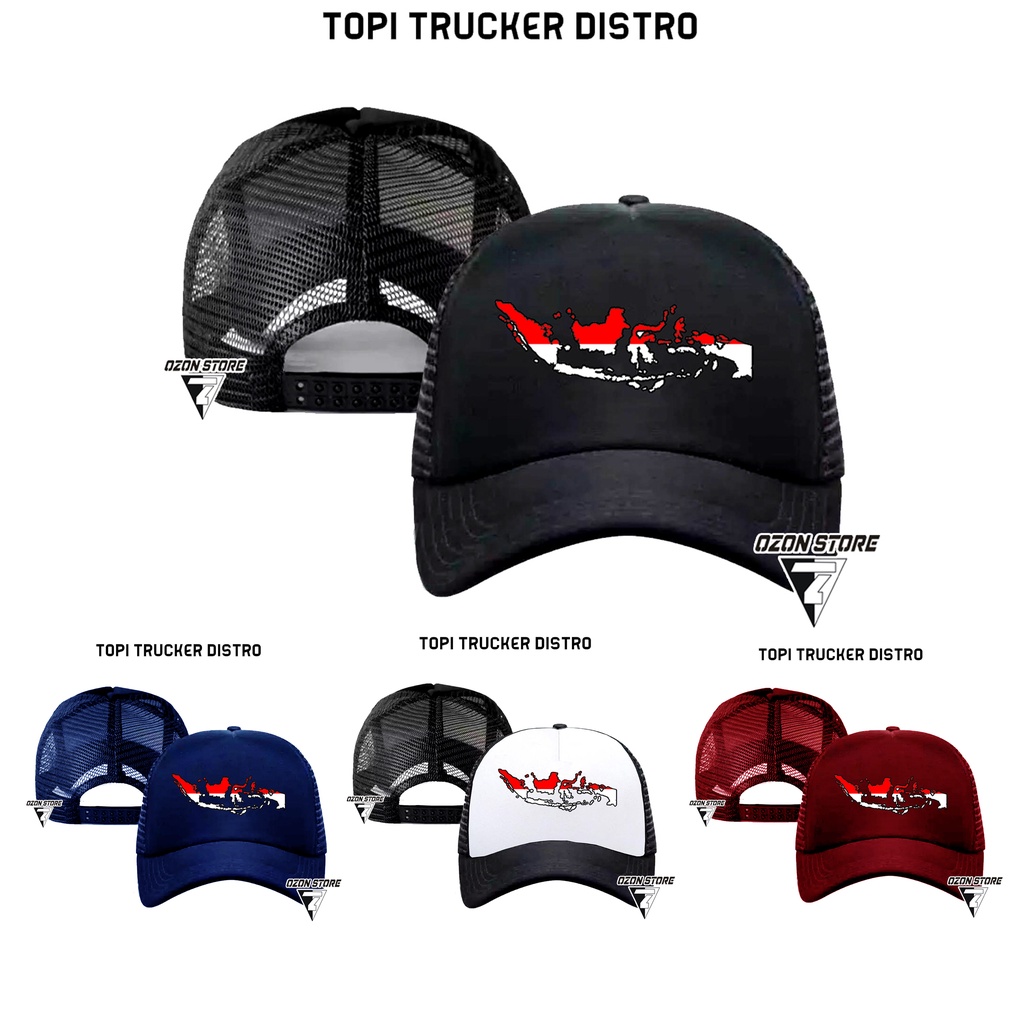 topi trucker jaring hat cap distro Peta Indonesia merah putih custom indonesia pria wanita unisex