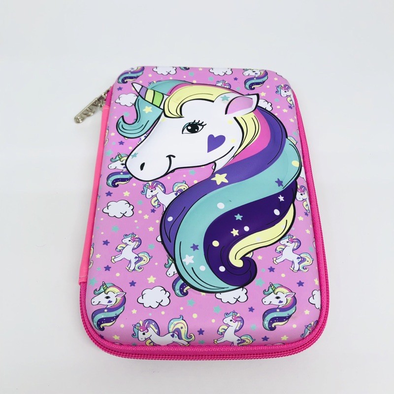 

tempat kotak pensil 3D hardcase organizer unicorn rainbow