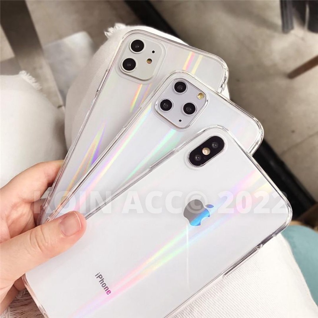 NEW AURORA CASE softcase motif pelangi transparan for iphone XR/X/XS max/11 pro/12/7 plus