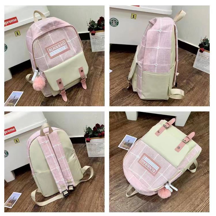 TAS RANSEL IMPORT 4IN1 BACKPACK KANVAS OS190722 MURAH FASHION SEKOLAH KULIAH KERJA JAKARTA