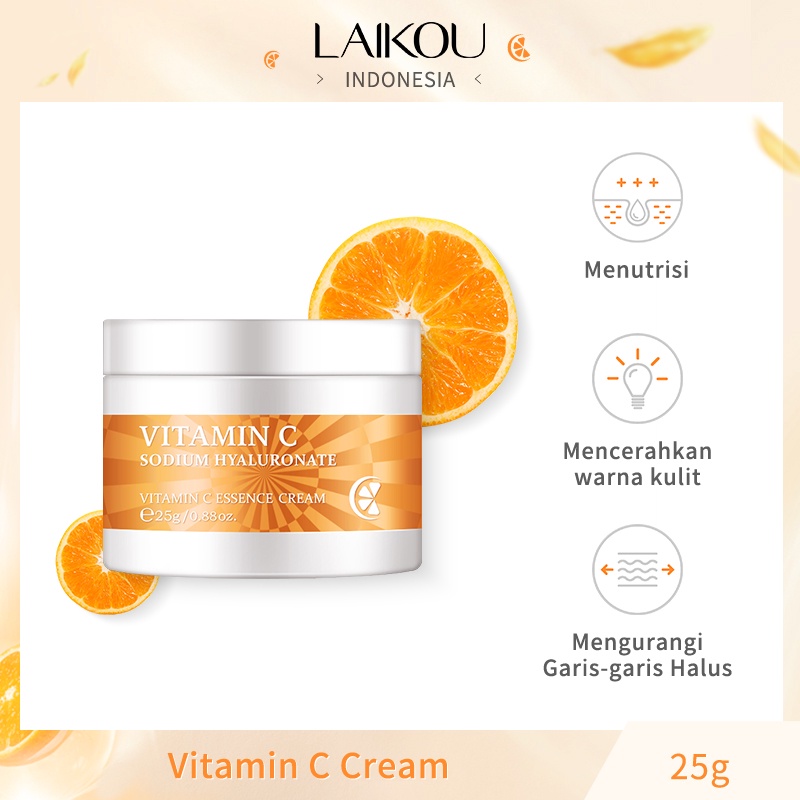 LAIKOU Vitamin C Bersinar Krim Wajah Melembabkan Memudarkan Noda 25g